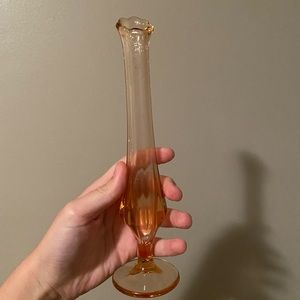 Antique Pink (Peach) Depression Glass Fluted Vase